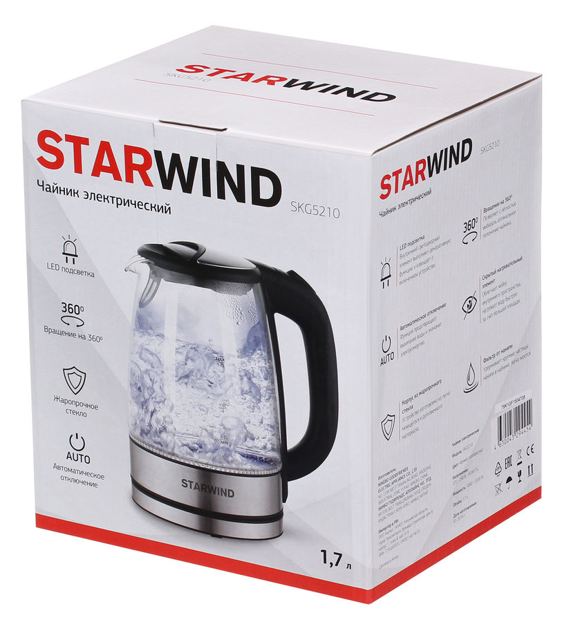 Чайник электрический StarWind SKG5210, черный и серебристый - купить в ...