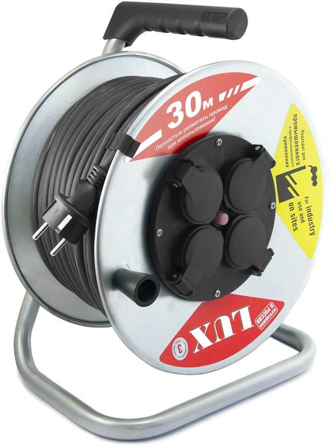Купить Удлинитель силовой LUX К4-Е-30 (55130) 3x2.5кв.мм 4розет. 30м КГ ...