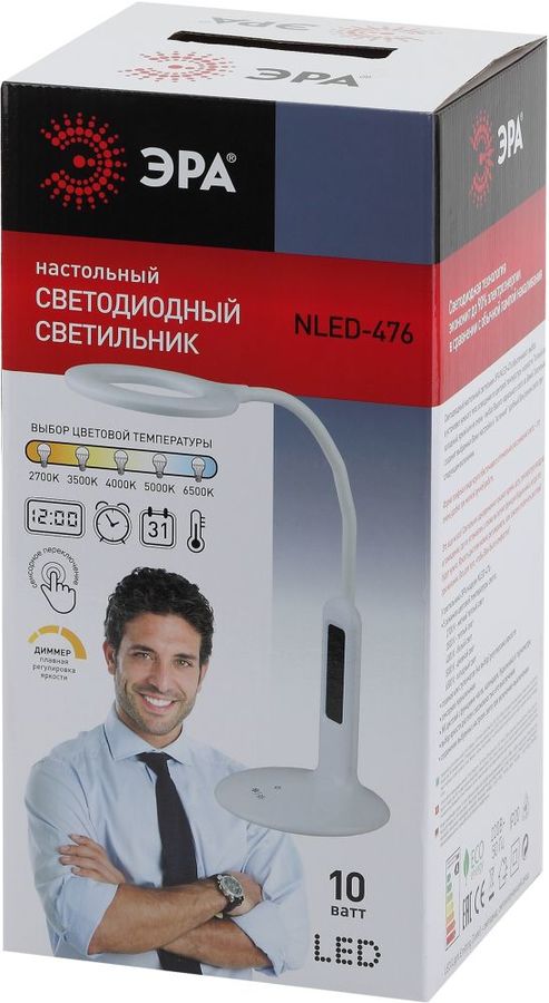 Купить Лотки и подставки для настольная лампа Эра NLED-476-10W-W белый ...