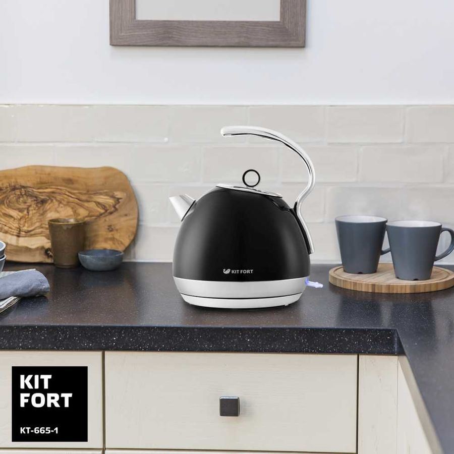 Чайник электрический Kitfort КТ-665-1 Black - купить чайник электрический КТ-665-1 Black по выгодной цене в интернет-магазине Чайник электрический Kitfort КТ-665-1 Black - купить чайник электрический КТ-665-1 Black по выгодной цене в интернет-магазине