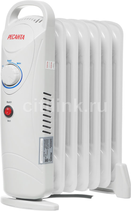 Масляный радиатор Ресанта ОММ-7Н, с терморегулятором, 700Вт, 7 секций ...