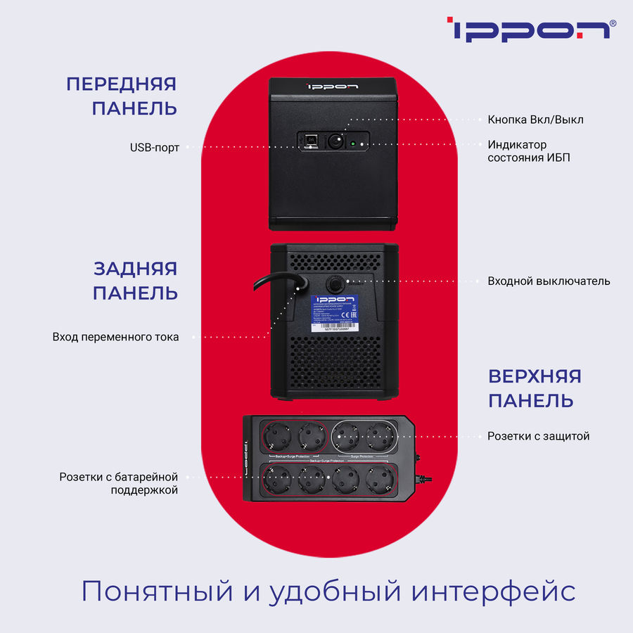 IPPON Back Comfo Pro II 650: практичность и надежность - интернет-магазин  Ситилинк