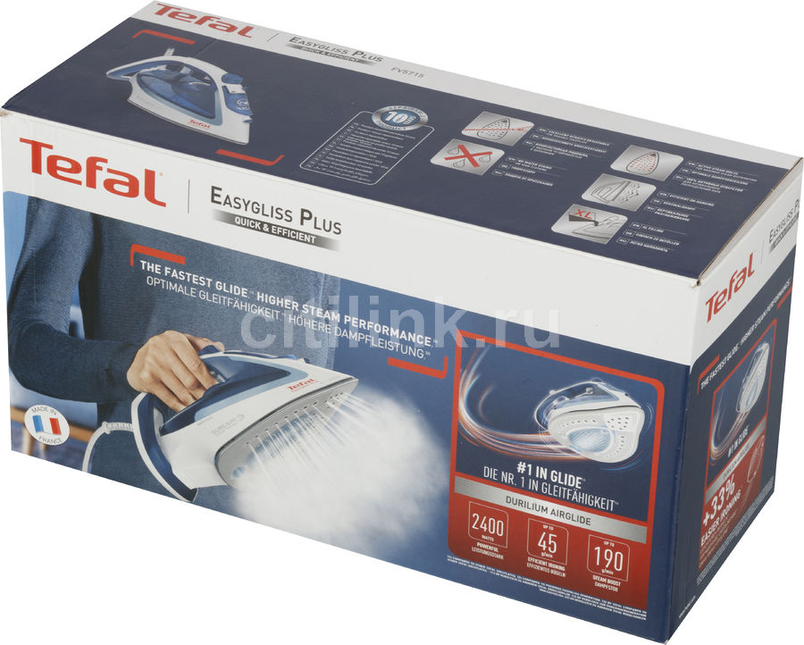 Утюг Tefal FV5715E0, голубой - купить в Ситилинк | 1197276