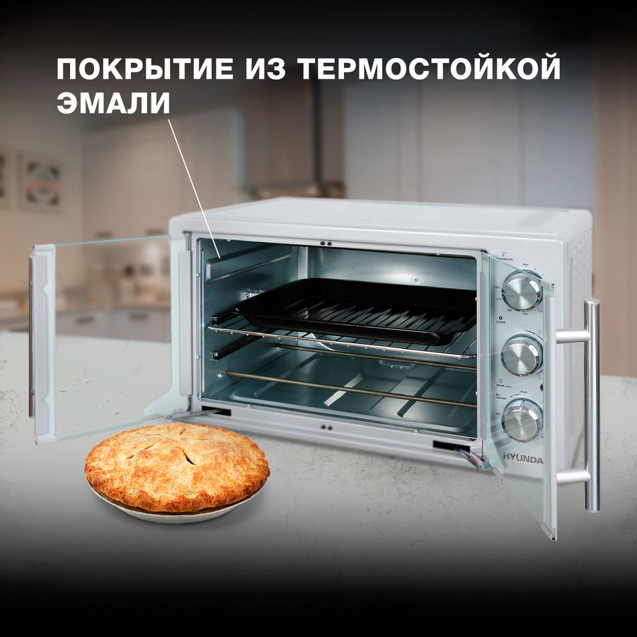 Характеристики Мини-печь Hyundai MIO-HY052 42л. 1500Вт серебристый (мех ...