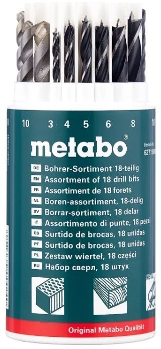 Характеристики Набор сверл METABO 627190000, по металлу/камню/дереву ...