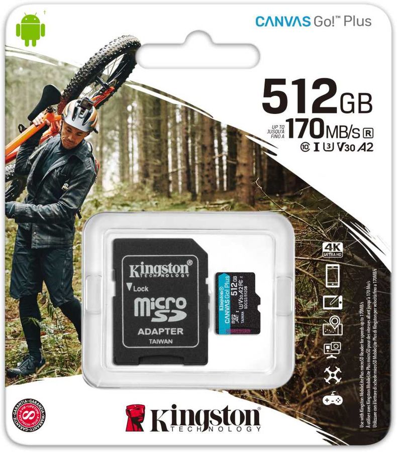 Карта памяти microsdxc uhs i u3 kingston canvas select plus 512 гб