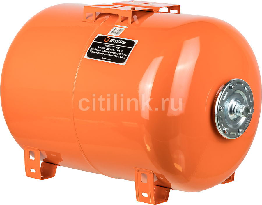 Характеристики Гидроаккумулятор Вихрь ГА-100 100л 8бар оранжевый (68/6 ...