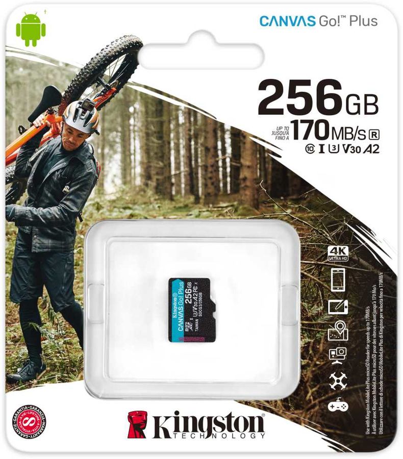 Карта памяти microsdxc uhs i u3 kingston canvas go plus 64 гб