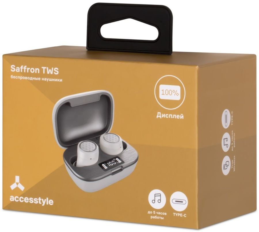 Наушники ACCESSTYLE Saffron TWS, Bluetooth, вкладыши, белый [saffron ...