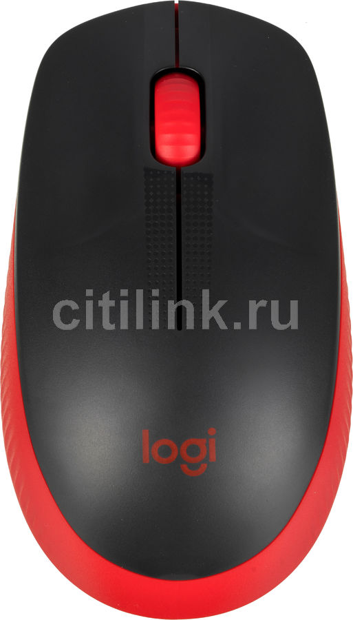 Мышь LOGITECH M190, беспроводная, USB, красный и черный