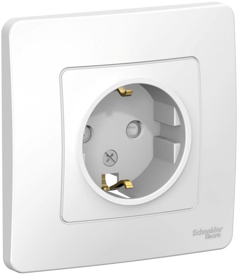  Розетка Schneider Electric Blanca скрытая, заземление, шторки, IP20, белый [blnrs001111]