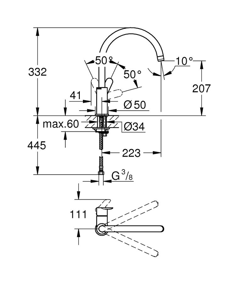 Смеситель для кухни мойки grohe bauedge 31367000