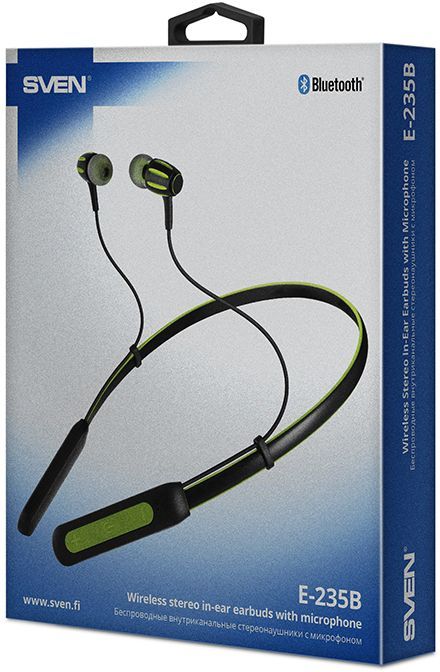 Характеристики Наушники Sven E-235B, Bluetooth, вкладыши, зеленый [sv ...