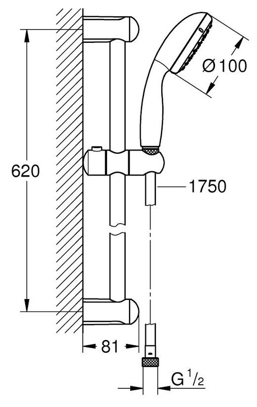 Услуги на душевой гарнитур универсальный GROHE Tempesta New хром ...