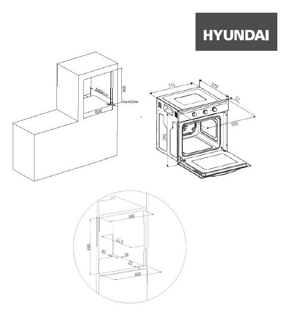 Электрический духовой шкаф hyundai heo 6635 be бежевый