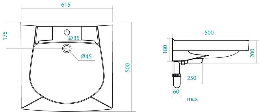 Характеристики Раковина на стиральную машину SANTEK Пилот 50, 61 ...