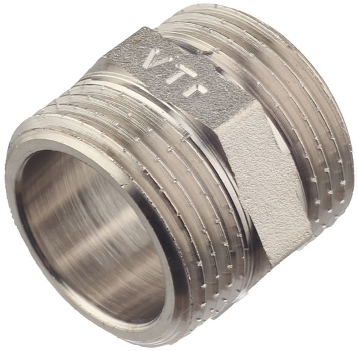 Ниппель VALTEC резьба наружная/наружная 1\", латунь, серебристый [vtr ...