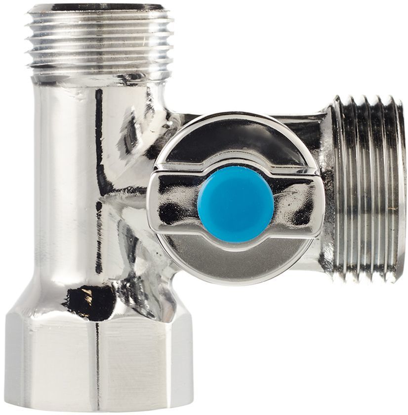 Характеристики Кран шаровый VALTEC запорный, 3-х ходовой, 1/2\" х 3/4\"х ...