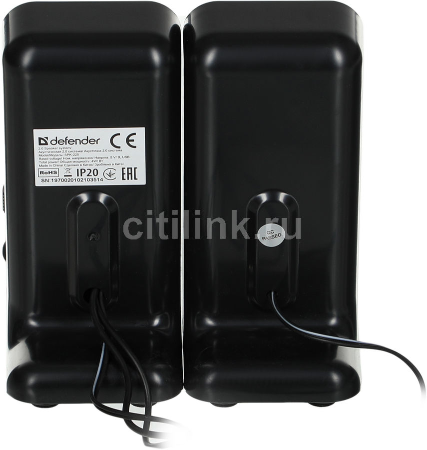 Колонки Defender SPK-225, 2.0, черный - купить в Ситилинк | 1460795