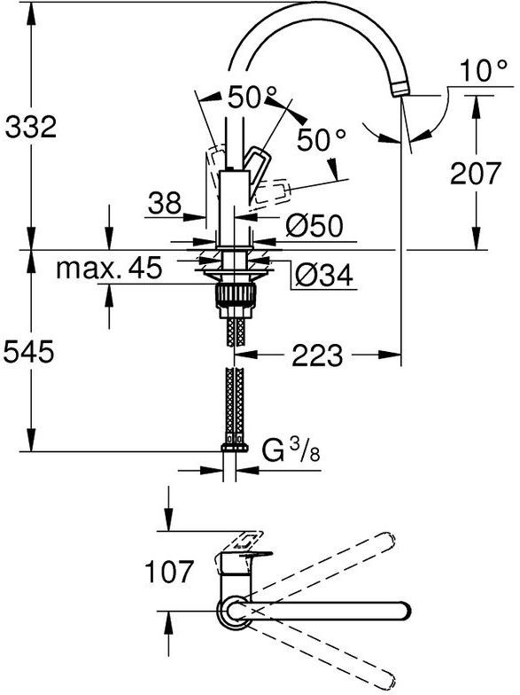 Смеситель для кухни мойки grohe bauloop 31368001 хром