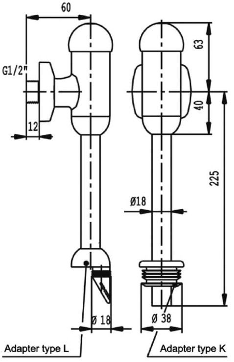 Характеристики Смывное устройство для писсуаров IDEAL STANDARD [b6928aa ...