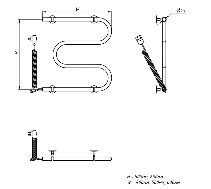 Услуги на полотенцесушитель электрический ТРУГОР ПЭК ПЭК2/6060, М ...