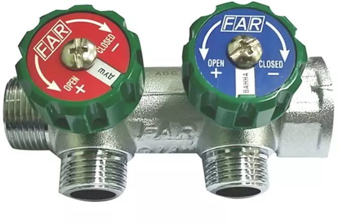 Коллектор FAR регулирующий, 2-х ходовой, 1\" х 1/2\", наружная/внутренняя ...