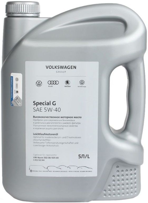 Характеристики Моторное масло VAG VW Special G, 5W-40, 5л .