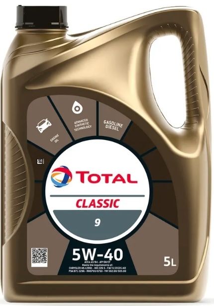 Моторное масло TOTAL Classic, 5W-40, 5л, синтетическое -  в .