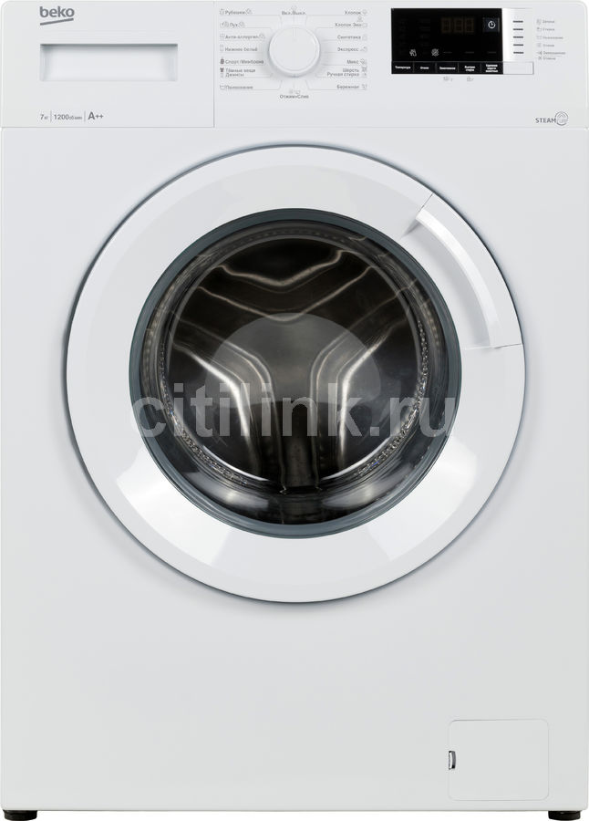 Характеристики Стиральная машина Beko WSRE7612XWW, фронтальная, 7кг ...
