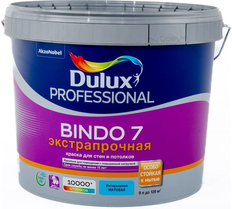 Характеристики Краска Dulux Bindo 7 5302491 белый 9л 9кг (1522330 ...