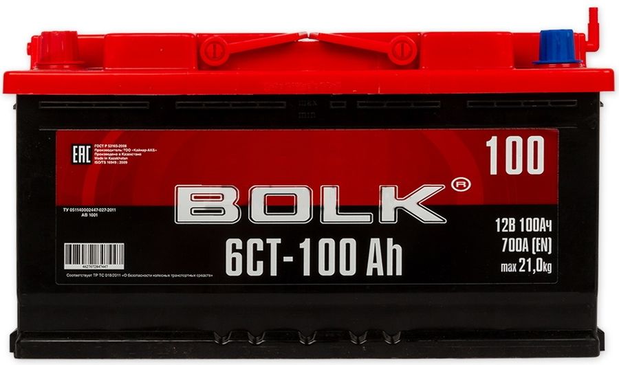 Характеристики Аккумулятор автомобильный BOLK 100Ач 850A [b 100-3-l ...