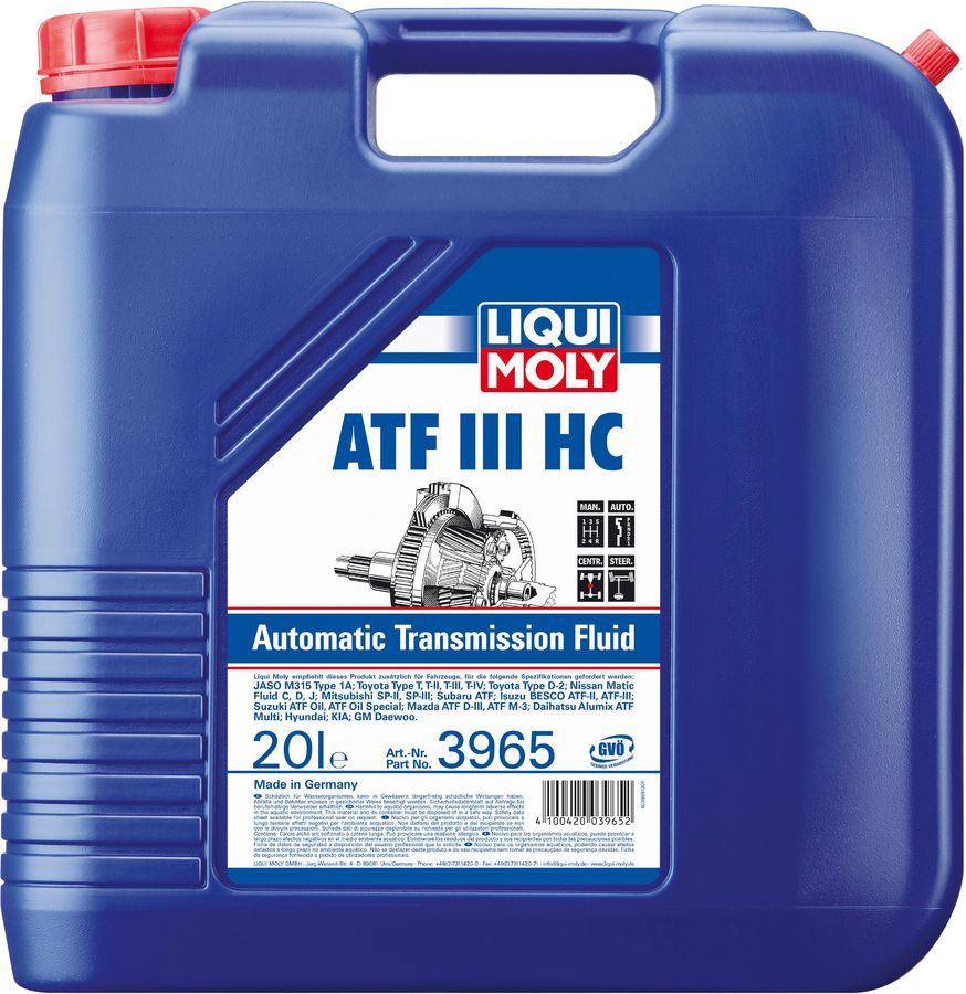 Характеристики  трансмиссионное синтетическое LIQUI MOLY ATF III .