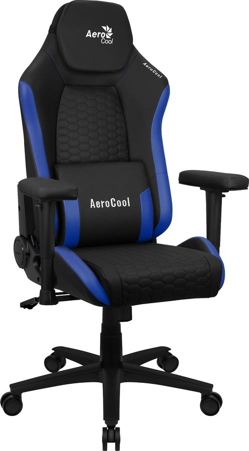 Кресло игровое aerocool count steel blue на колесиках ткань черный синий