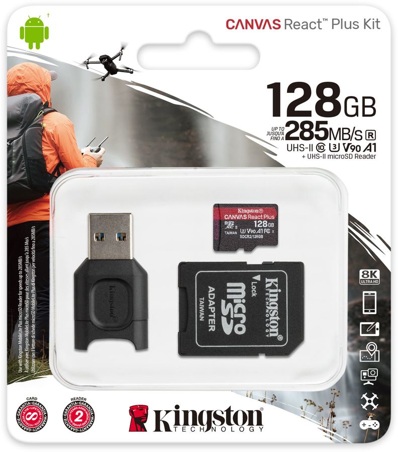 Kingston карта памяти microsdxc canvas react plus 128 гб mlpmr2 128gb