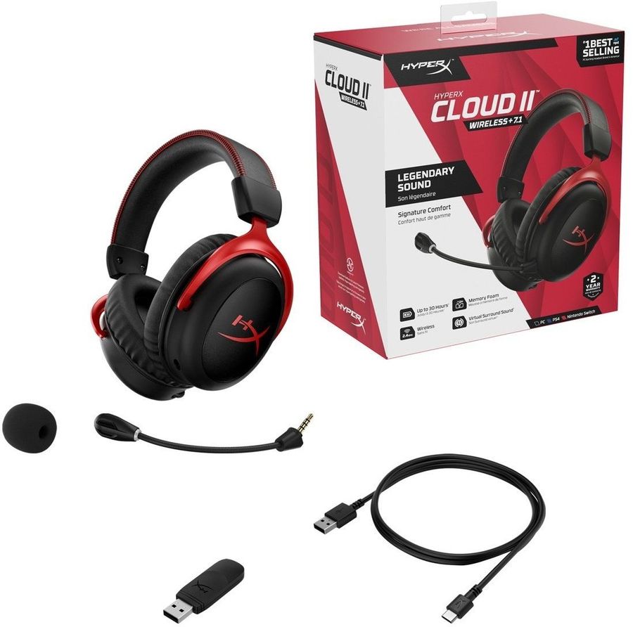 Гарнитура игровая HYPERX Cloud II, черный / красный - купить в Ситилинк |  1635512