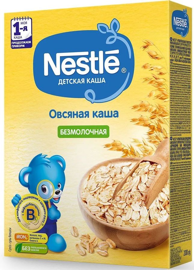 Каша NESTLE безмолочная, овсяная, с 5 месяцев - купить в Ситилинк | 1649093