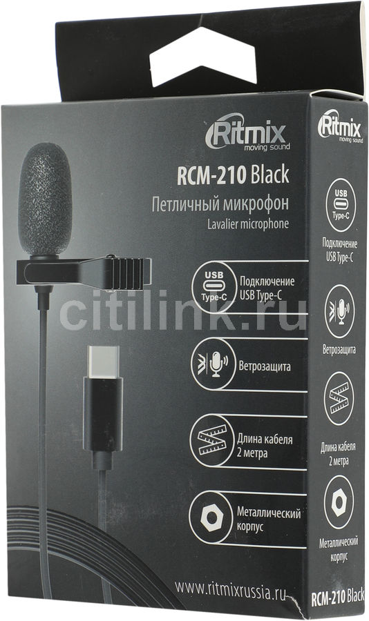 Характеристики Микрофон Ritmix RCM-210, черный [80001125](плохая ...
