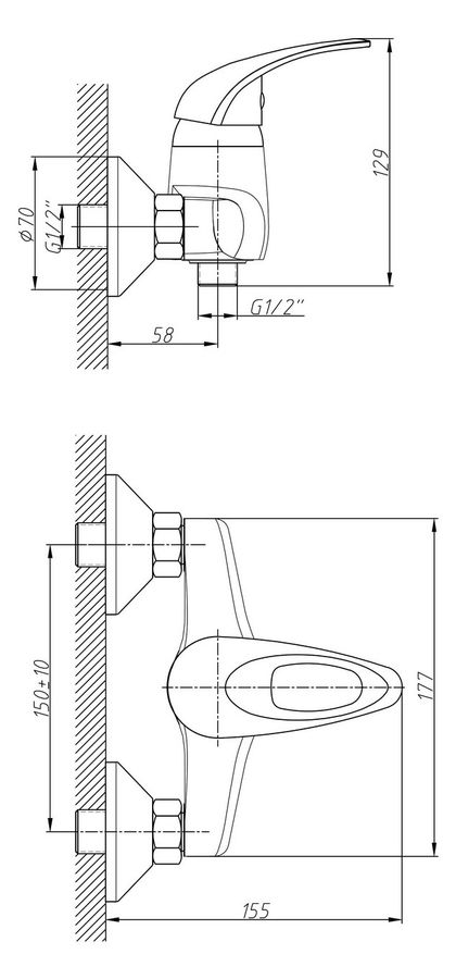 Характеристики Смеситель для душа HAIBA HB03 HB2003, хром [HB2003 ...