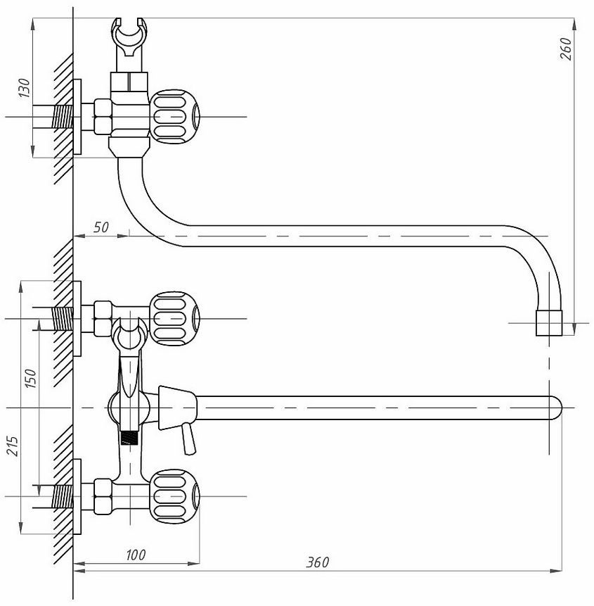 Характеристики Смеситель для ванны и раковины PROFSAN-PSM Стандарт А ...