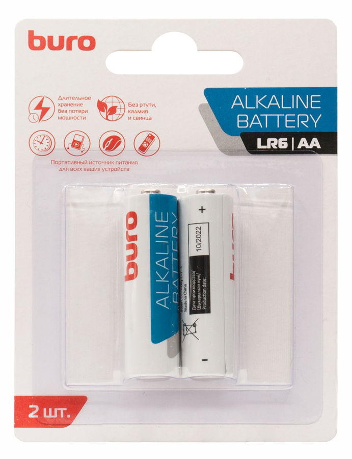 Характеристики AA Батарейка Buro Alkaline LR6, 2 шт. (1776112) смотреть ...