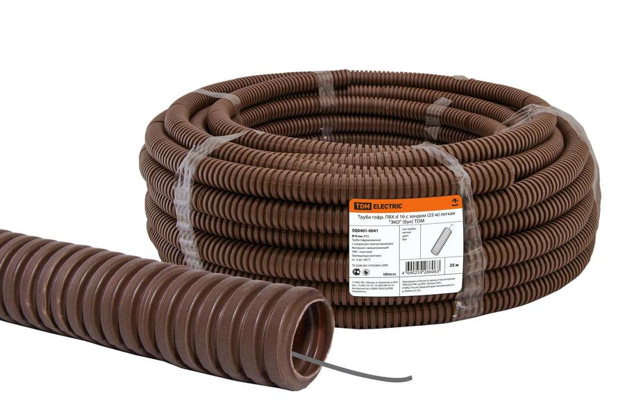 Труба гофр. гибкая ПВХ Tdm Electric (SQ0401-0041) внеш.D=16мм с ...