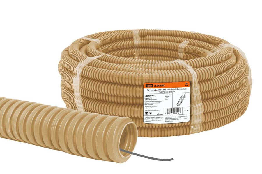 Труба гофр. гибкая ПВХ Tdm Electric (SQ0401-0051) внеш.D=16мм с ...