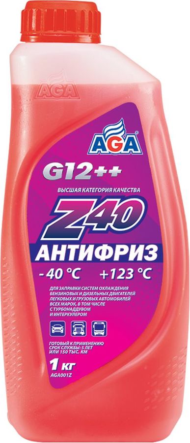 Аксессуары для антифриз Aga AGA001Z G12++ красный 0.946л 1кг (1781186 .