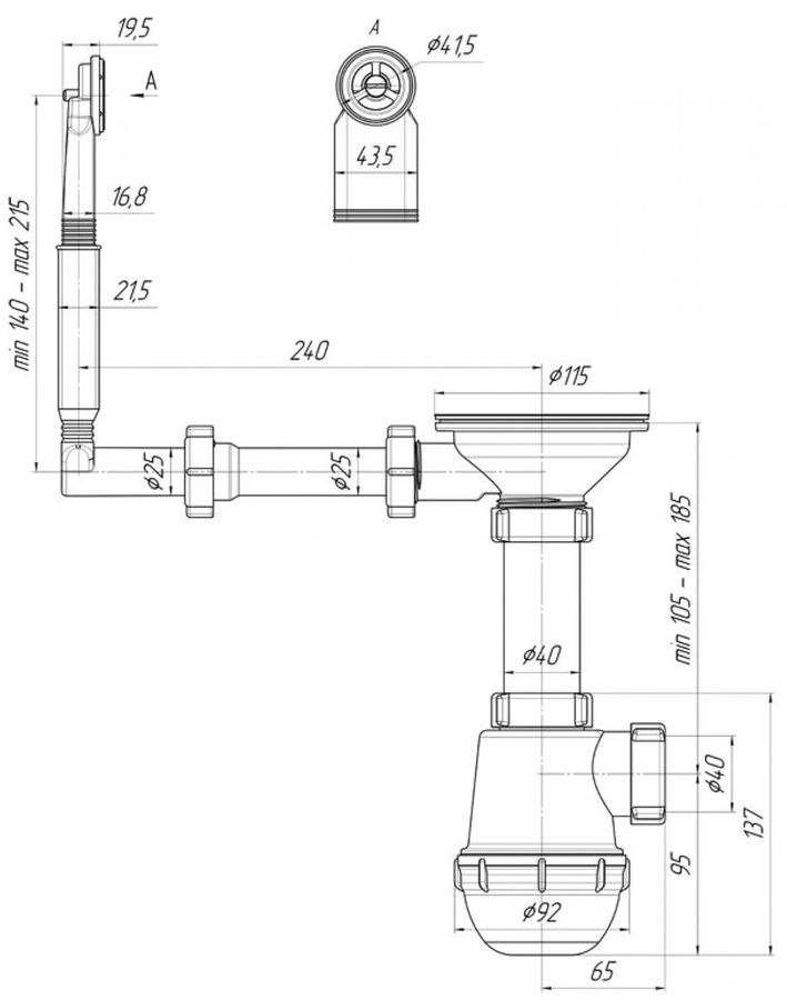 Характеристики Сифон Ани Пласт A0142 для мойки (1795183) смотреть в ...