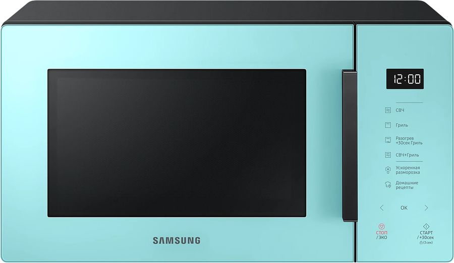 Микроволновая печь Samsung MG23T5018AN/BW, 800Вт, 23л, мятный /черный ...