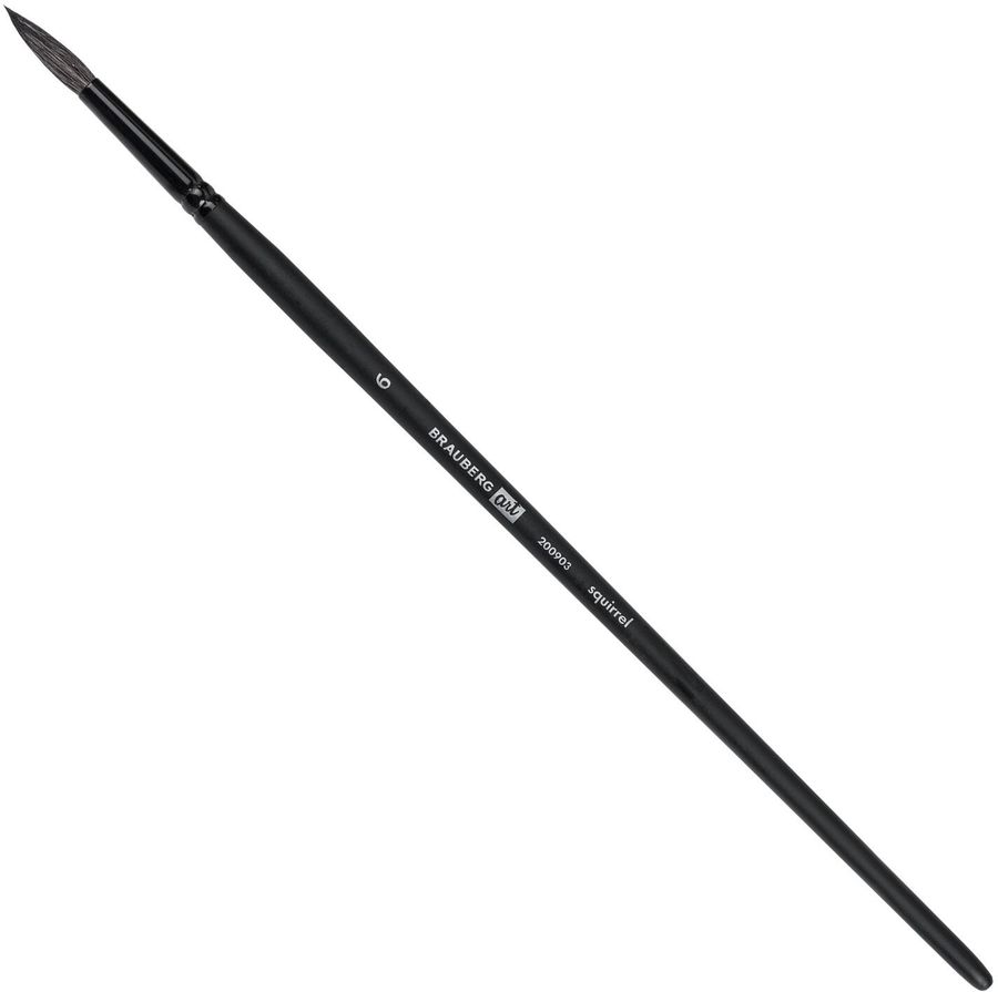 Кисть BRAUBERG 200903, художественная, из волоса белки, круглая, №6 ...