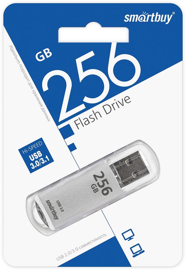 Характеристики Флешка USB SMARTBUY V-Cut 256ГБ, USB3.0, серебристый ...