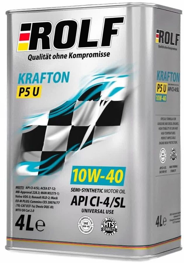 Моторное масло ROLF Krafton, 10W-40, 4л, полусинтетическое - купить в ...
