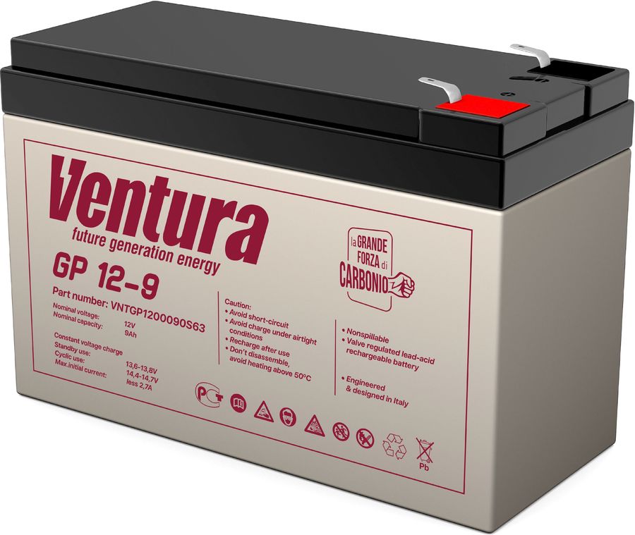 Характеристики  батарея для ИБП Ventura GP 12-9 12В, 9Ач .